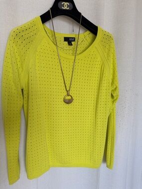 a.n.a Neon Yellow Perforated Knit Sweater